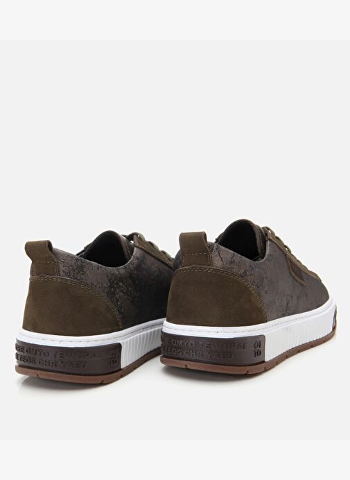Erkek Deri Haki Baskılı Spor Ayakkabı - Görsel 7