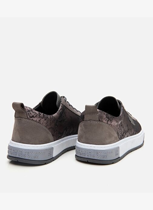 Erkek Deri Gri Baskılı Spor Ayakkabı - Görsel 7