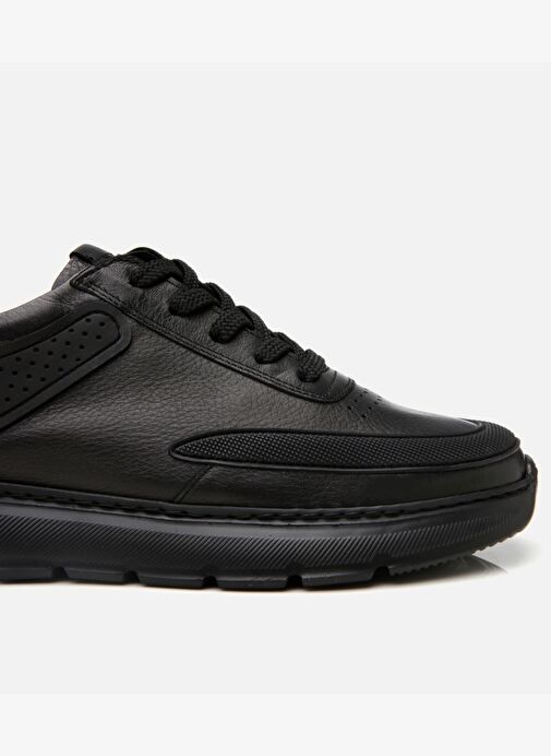 Erkek Deri Siyah Ultra Hafif Tabanlı Spor Ayakkabı - Görsel 7