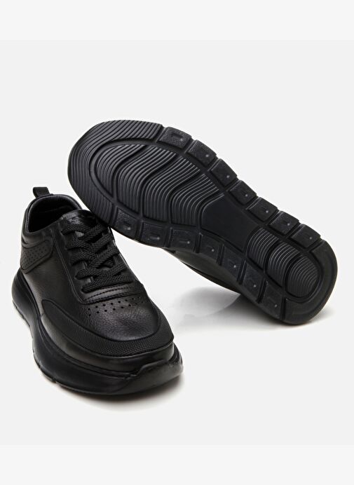 Erkek Deri Siyah Ultra Hafif Tabanlı Spor Ayakkabı - Görsel 9