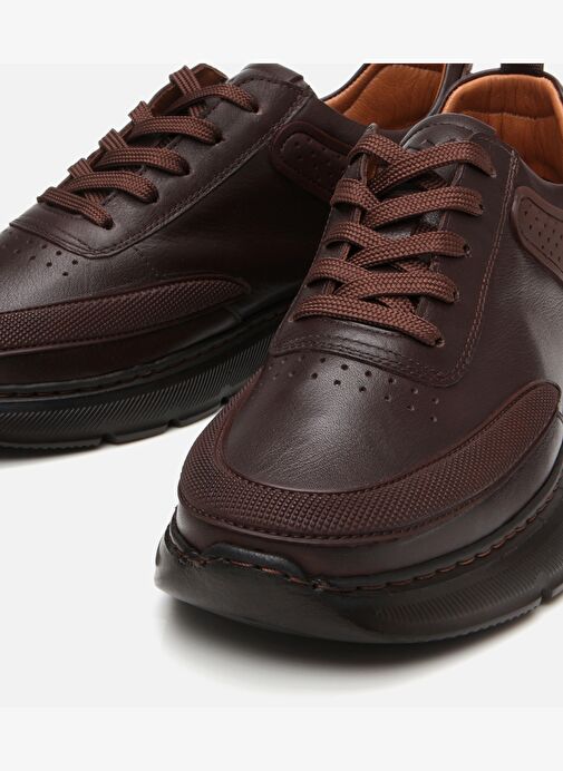 Erkek Deri Kahverengi Ultra Hafif Tabanlı Spor Ayakkabı - Görsel 4