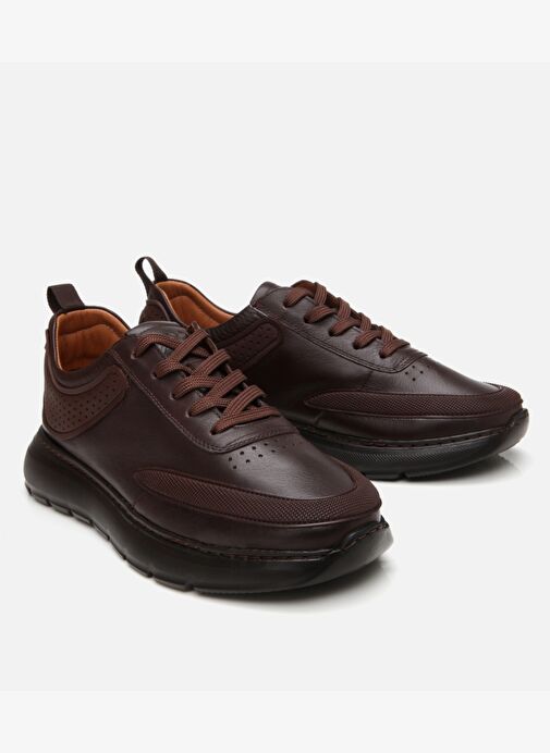 Erkek Deri Kahverengi Ultra Hafif Tabanlı Spor Ayakkabı - Görsel 3