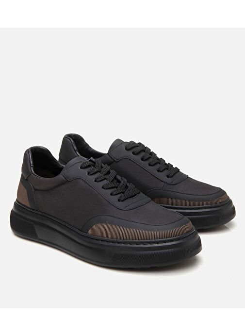 Erkek Deri Siyah Ultra Hafif Tabanlı Spor Ayakkabı - Görsel 3