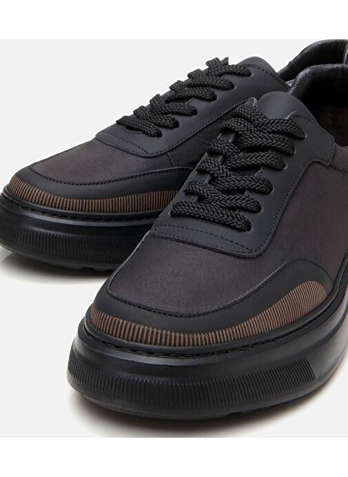 Erkek Deri Siyah Ultra Hafif Tabanlı Spor Ayakkabı - Görsel 4