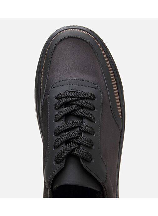 Erkek Deri Siyah Ultra Hafif Tabanlı Spor Ayakkabı - Görsel 6