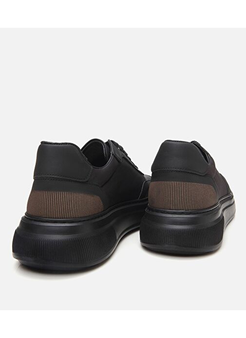 Erkek Deri Siyah Ultra Hafif Tabanlı Spor Ayakkabı - Görsel 8