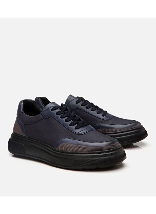 Erkek Deri Lacivert Ultra Hafif Tabanlı Spor Ayakkabı - Görsel 3