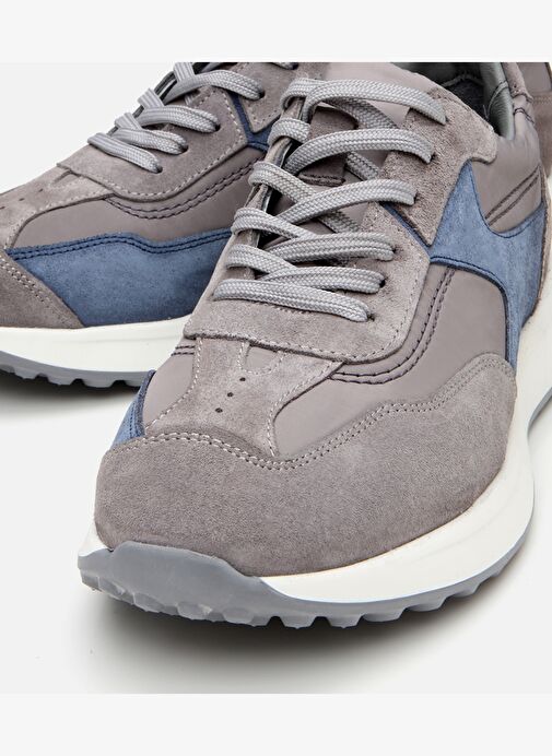 Erkek Süet Deri Gri Ultra Hafif Tabanlı Spor Ayakkabı - Görsel 4