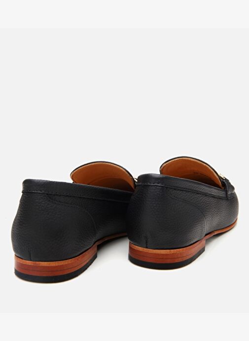 Kadın Deri Siyah Tokalı Klasik Loafer - Görsel 8