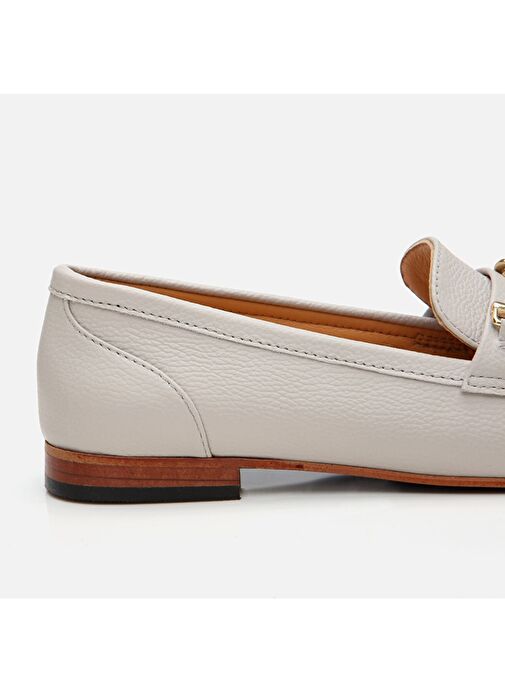 Kadın Deri Ekru Tokalı Loafer - Görsel 4