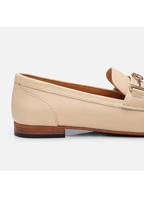 Kadın Deri Bej Tokalı Loafer - Görsel 4