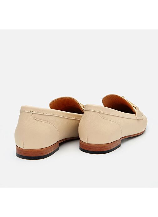 Kadın Deri Bej Tokalı Loafer - Görsel 7
