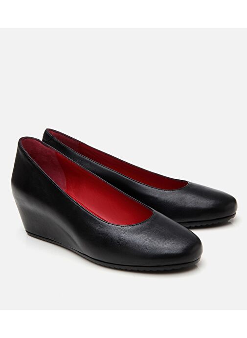 Kadın Deri Siyah Dolgu Topuklu Ayakkabı - Görsel 3