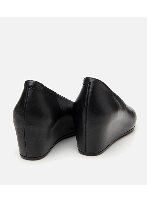 Kadın Deri Siyah Dolgu Topuklu Ayakkabı - Görsel 8