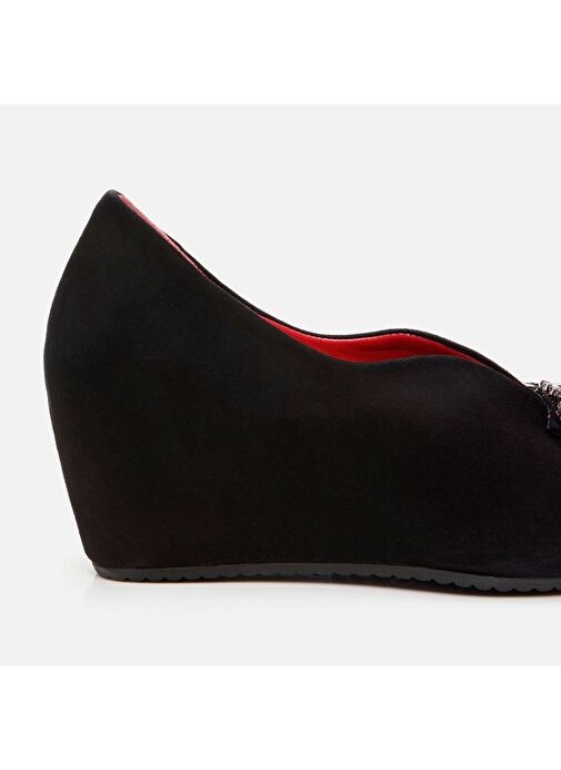 Kadın Deri Toka Detaylı Dolgu Topuklu Ayakkabı - Görsel 4