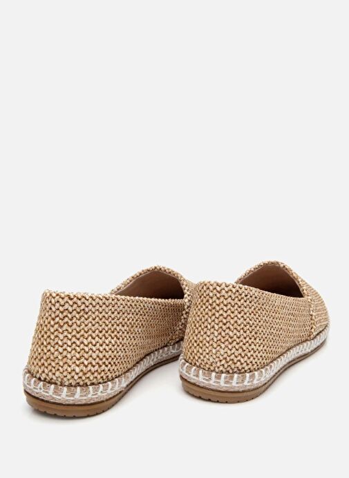 Kadın Bej Çizgili Hasır Detaylı Espadril - Görsel 7