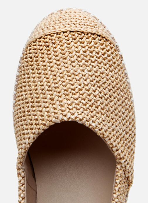 Kadın Bej Çizgili Hasır Detaylı Espadril - Görsel 5