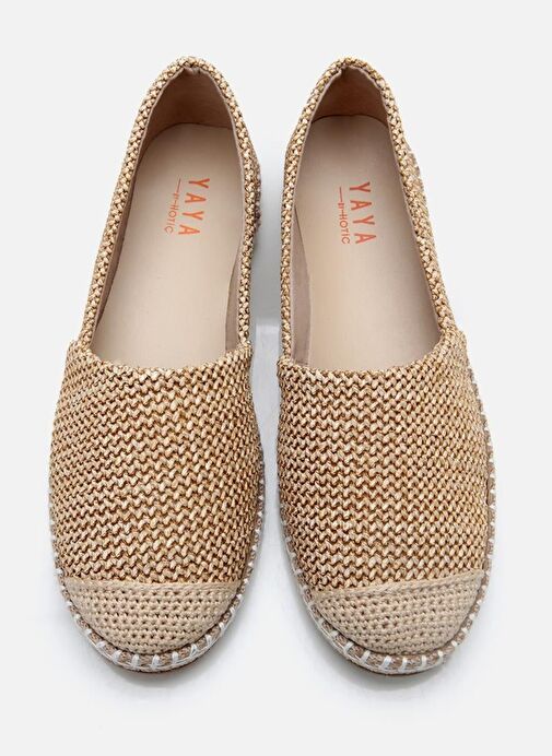 Kadın Bej Çizgili Hasır Detaylı Espadril - Görsel 6