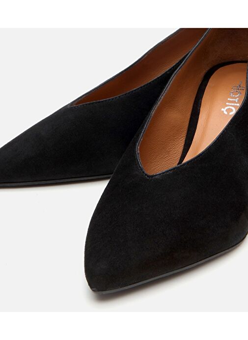 Kadın Süet Deri Siyah Kalın Topuklu Ayakkabı - Görsel 5