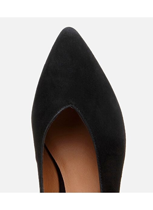 Kadın Süet Deri Siyah Kalın Topuklu Ayakkabı - Görsel 6