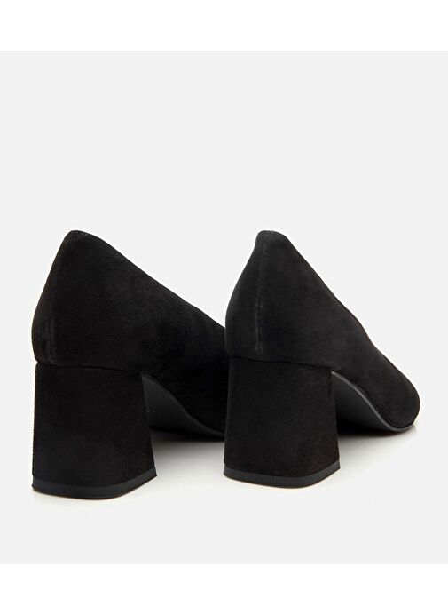 Kadın Süet Deri Siyah Kalın Topuklu Ayakkabı - Görsel 7