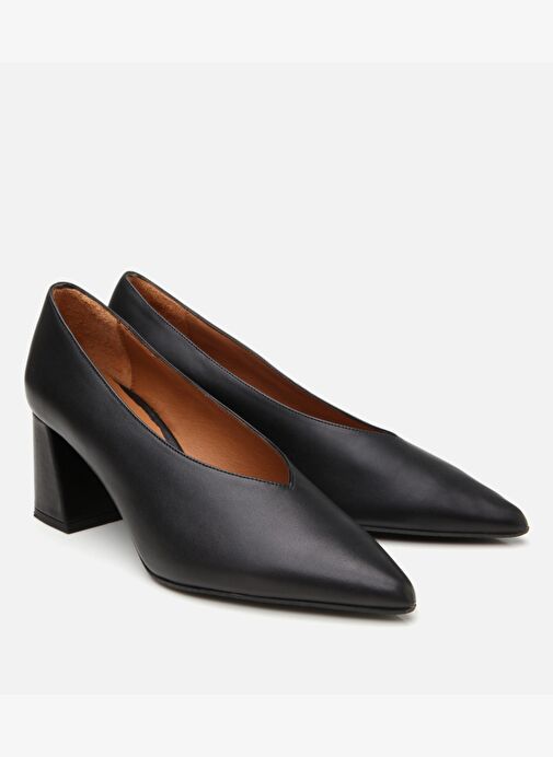 Kadın Süet Deri Siyah Kalın Topuklu Ayakkabı - Görsel 3