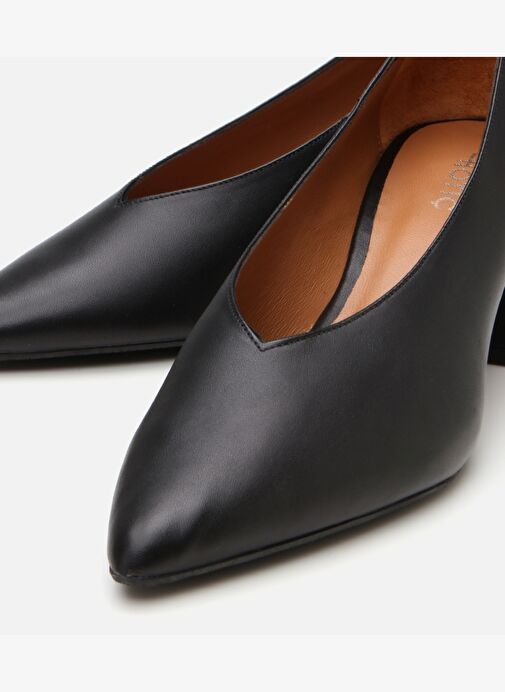 Kadın Süet Deri Siyah Kalın Topuklu Ayakkabı - Görsel 4