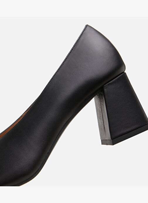 Kadın Süet Deri Siyah Kalın Topuklu Ayakkabı - Görsel 6