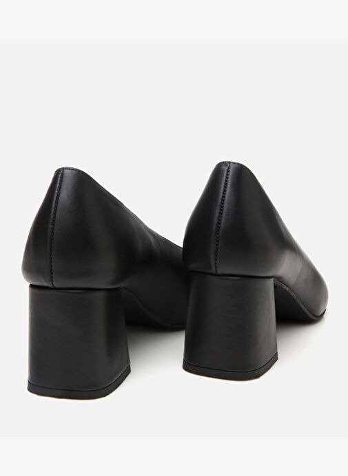 Kadın Süet Deri Siyah Kalın Topuklu Ayakkabı - Görsel 7