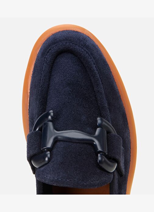 Kadın Süet Deri Lacivert Esnek Tabanlı Günlük Loafer - Görsel 5