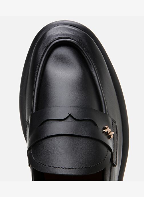 Kadın Deri Siyah Esnek Tabanlı Klasik Loafer - Görsel 5
