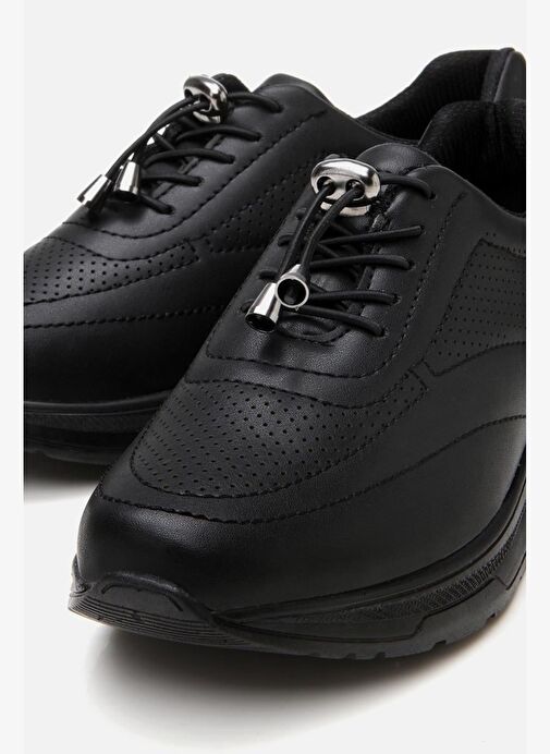 Kadın Siyah Kalın Tabanlı Spor Ayakkabı - Görsel 4