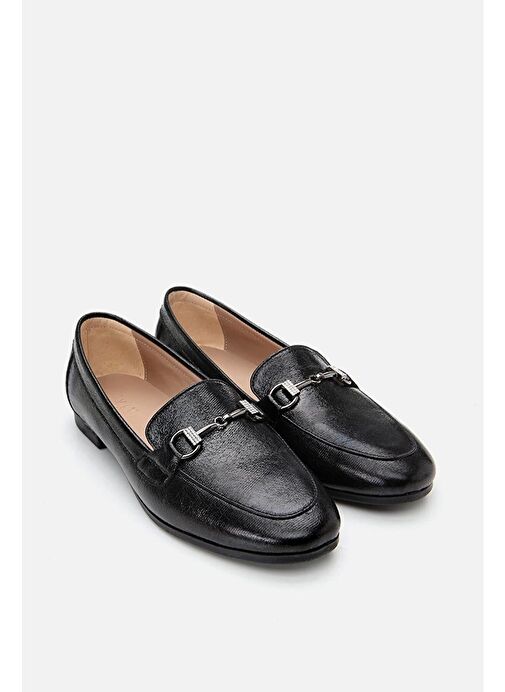 Siyah Tokalı Kadın Loafer - Görsel 5