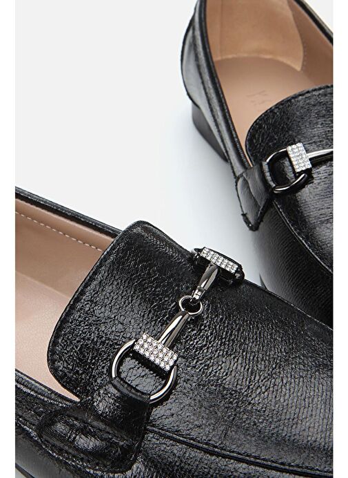 Siyah Tokalı Kadın Loafer - Görsel 8