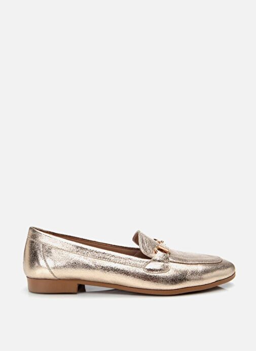 Kadın Gold Tokalı Şık Klasik Loafer - Görsel 2