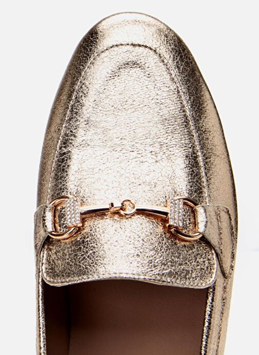 Kadın Gold Tokalı Şık Klasik Loafer - Görsel 5
