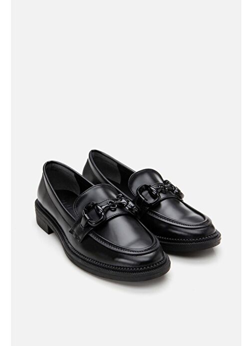 Siyah Tokalı Kadın Loafer - Görsel 6