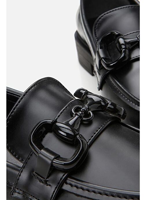 Siyah Tokalı Kadın Loafer - Görsel 7