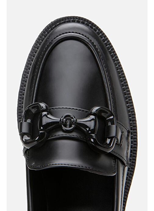 Siyah Tokalı Kadın Loafer - Görsel 8