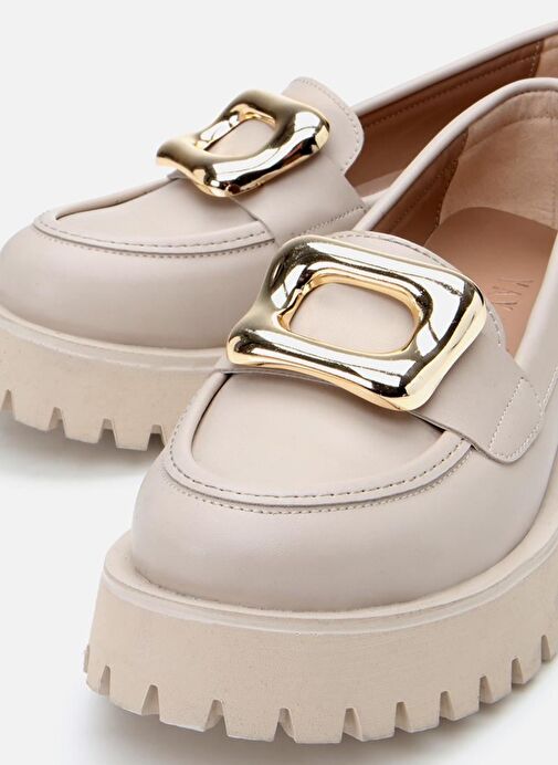 Kadın Bej Tokalı Günlük Loafer - Görsel 4