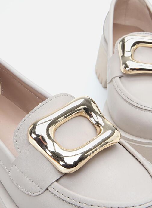 Kadın Bej Tokalı Günlük Loafer - Görsel 6