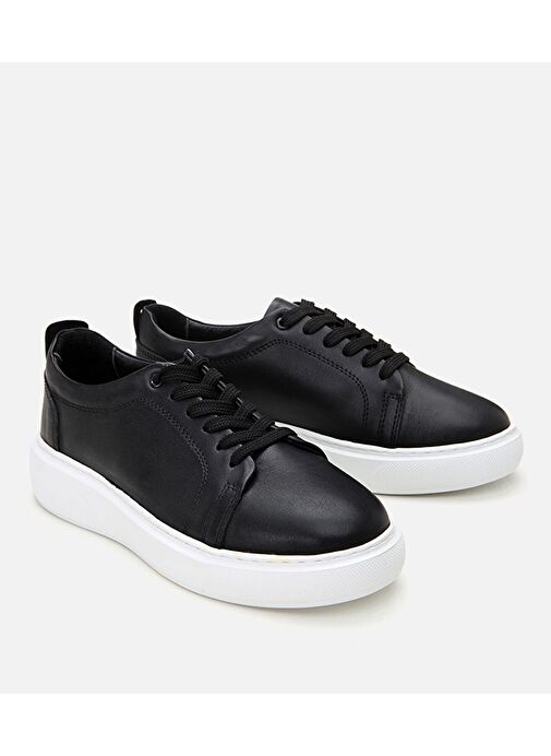 Kadın Deri Siyah Spor Ayakkabı - Görsel 3