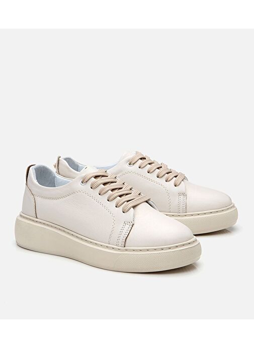 Kadın Deri Bej Spor Ayakkabı - Görsel 3