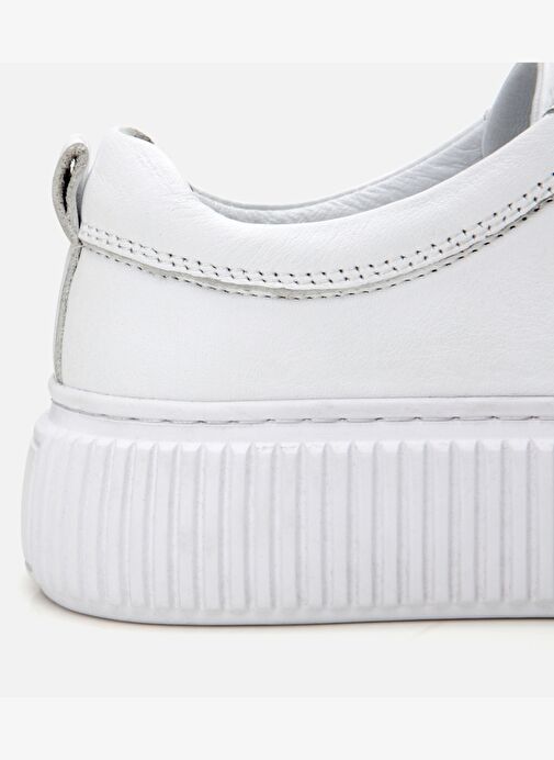 Kadın Deri Beyaz Kalın Tabanlı Spor Ayakkabı - Görsel 5