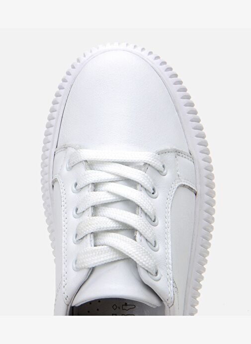 Kadın Deri Beyaz Kalın Tabanlı Spor Ayakkabı - Görsel 6