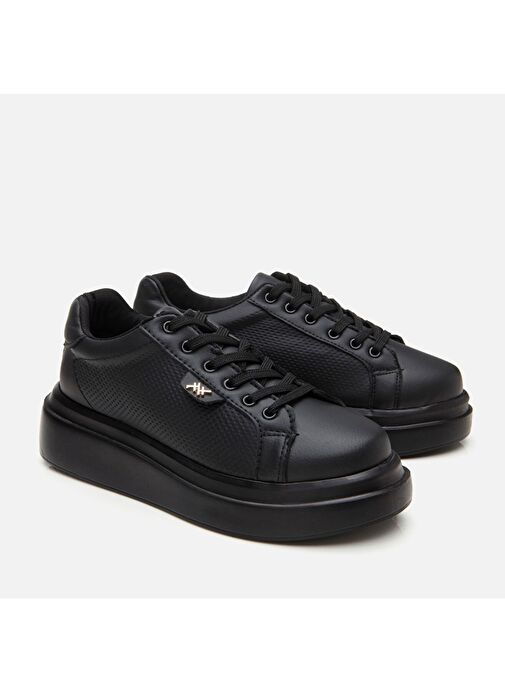 Kadın Siyah Yüksek Tabanlı Spor Ayakkabı - Görsel 3