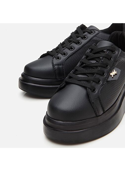 Kadın Siyah Yüksek Tabanlı Spor Ayakkabı - Görsel 5