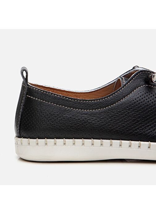 Kadın Deri Siyah Düz Ayakkabı - Görsel 4