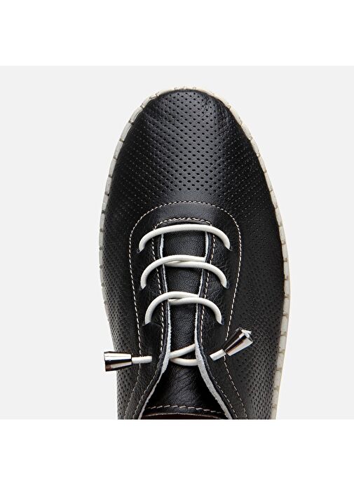 Kadın Deri Siyah Düz Ayakkabı - Görsel 6