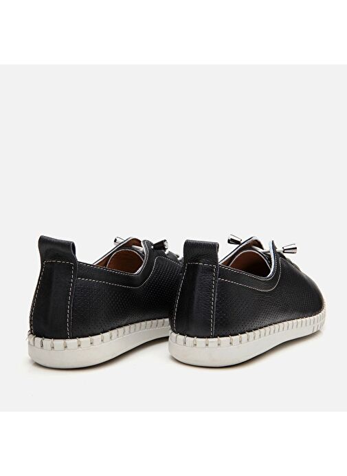 Kadın Deri Siyah Düz Ayakkabı - Görsel 7